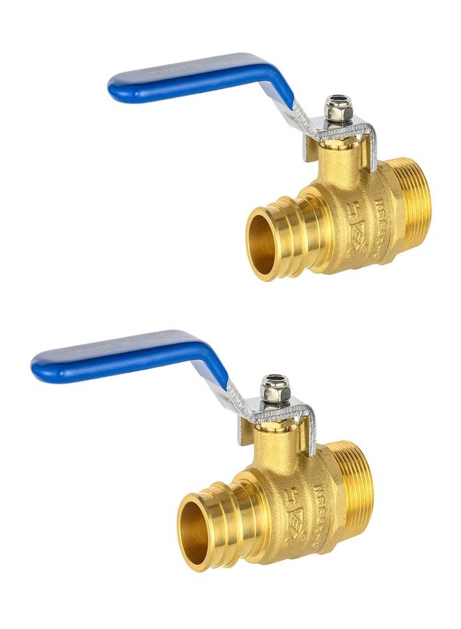 EFIELD (Pack of 2) EFIELD Cold Expansion Pex-A 3/4-inch X 3/4 Inch MNPT Brass Full Port Shut-off Ball Valve for Pex-A Pipe Connection, ASTM F1960, Blue Lever, cUPC Certified,(VALVE448-2PCS) - Image 1